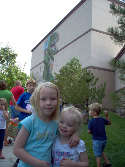 Emma and Sarah at Dinosaur Museum
