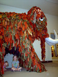 Emma and Sarah under a Mammoth at a museum