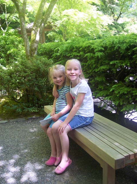 Emma and Sarah in Japanese Garden in Portland