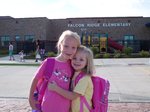 Emma and Sarah on Sarah's First Day of Kindergarten