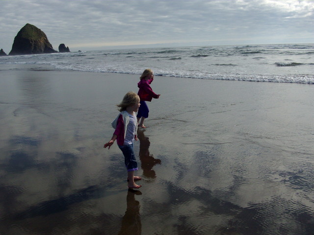 Emma and Sarah at Cannon Beach