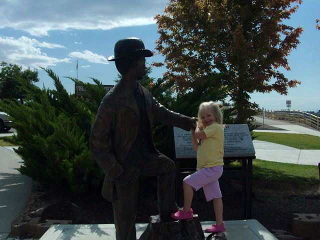 Sarah by Statue, at Snake River Canyon at Twin Falls