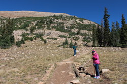 Emma and Grandpa on the Bald Mountain Trail