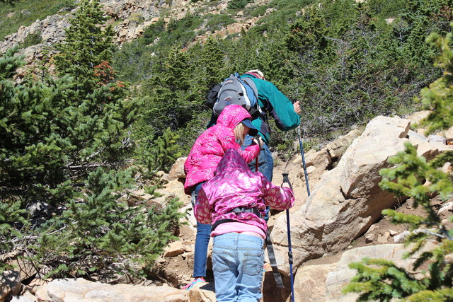 Sarah, Emma and Grandpa on the Bald Mountain Trail