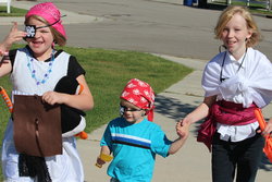 Sarah, Harry, and Emma on Pirate Treasure Hunt