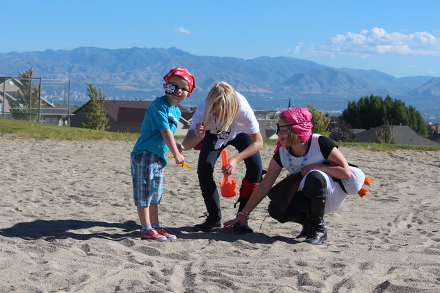 Sarah, Harry, and Emma on Pirate Treasure Hunt