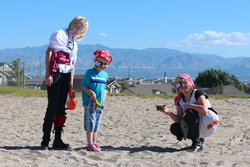 Sarah, Harry, and Emma on Pirate Treasure Hunt