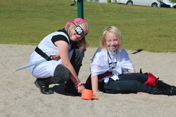 Sarah and Emma on Pirate Treasure Hunt