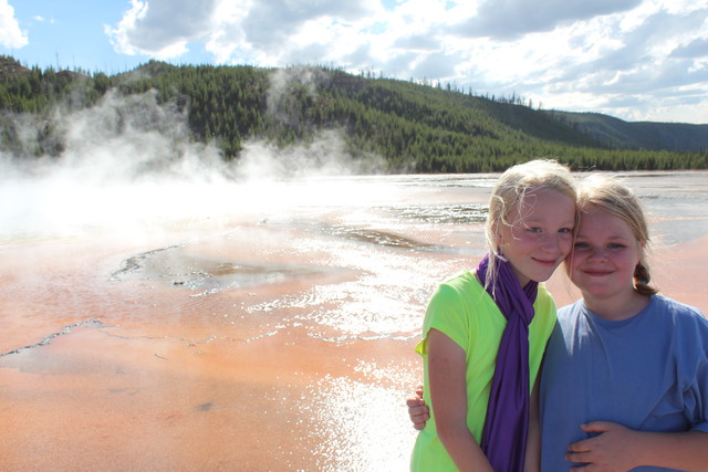 Emma and Sarah in Yellowstone