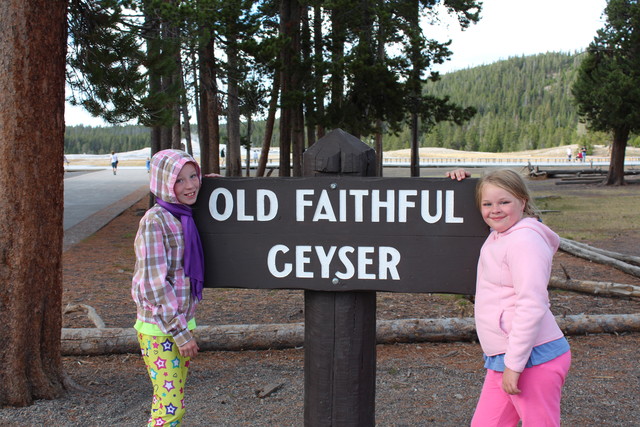 Emma and Sarah at Old Faithful