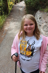 Sarah on Lower Falls Brink Trail in Yellowstone