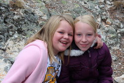 Sarah and Emma on Lower Falls Brink Trail in Yellowstone