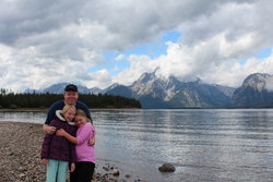 Steve, Emma, Sarah at Jackson Lake in Grand Teton National Park
