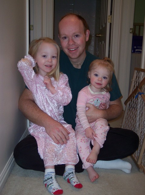 Steve, Sarah and Emma on Christmas morning