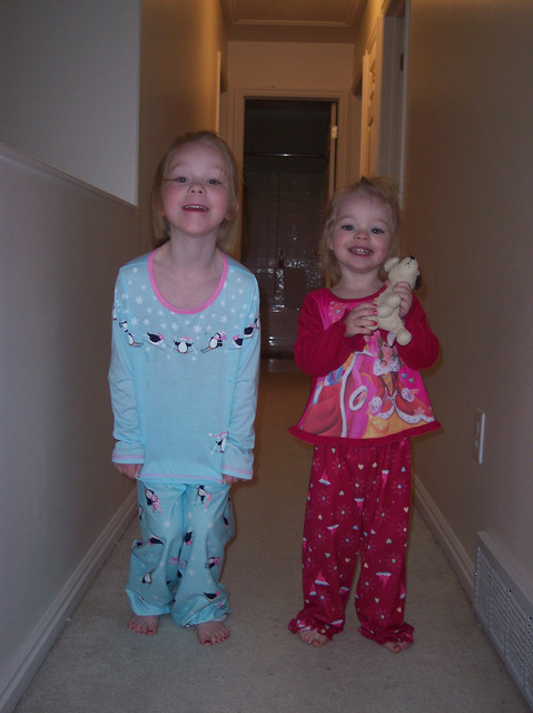 Emma and Sarah on Christmas Morning