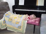 Sarah Relaxing on Piano Bench