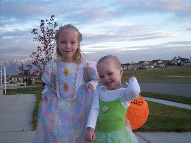 Sarah as Tinker Bell and Emma as Rainbow Princess