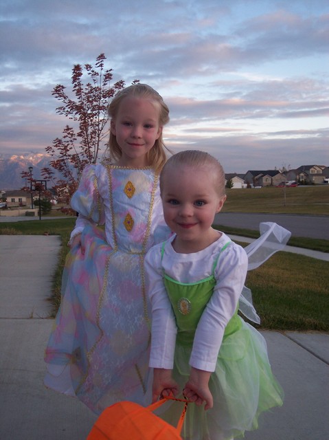 Sarah as Tinker Bell and Emma as Rainbow Princess