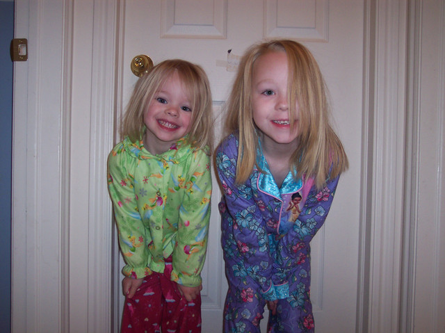 Emma and Sarah on Christmas morning