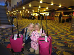 Emma and Sarah at Portland Airport