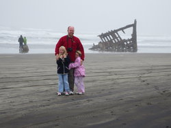 Steve, Emma, Sarah at the wreck of the Peter Iredale