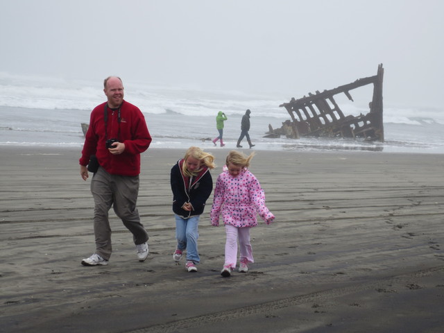 Steve, Emma, Sarah at the wreck of the Peter Iredale