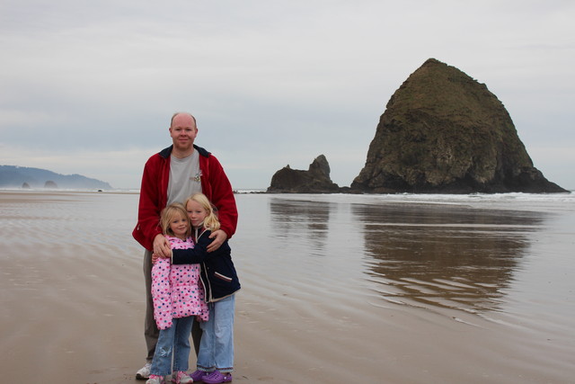 Steve, Emma and Sarah at Cannon Beach