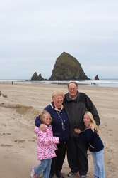 Gary and Barbara, Emma and Sarah at Cannon Beach