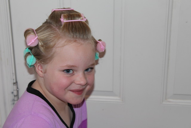 Sarah with curlers